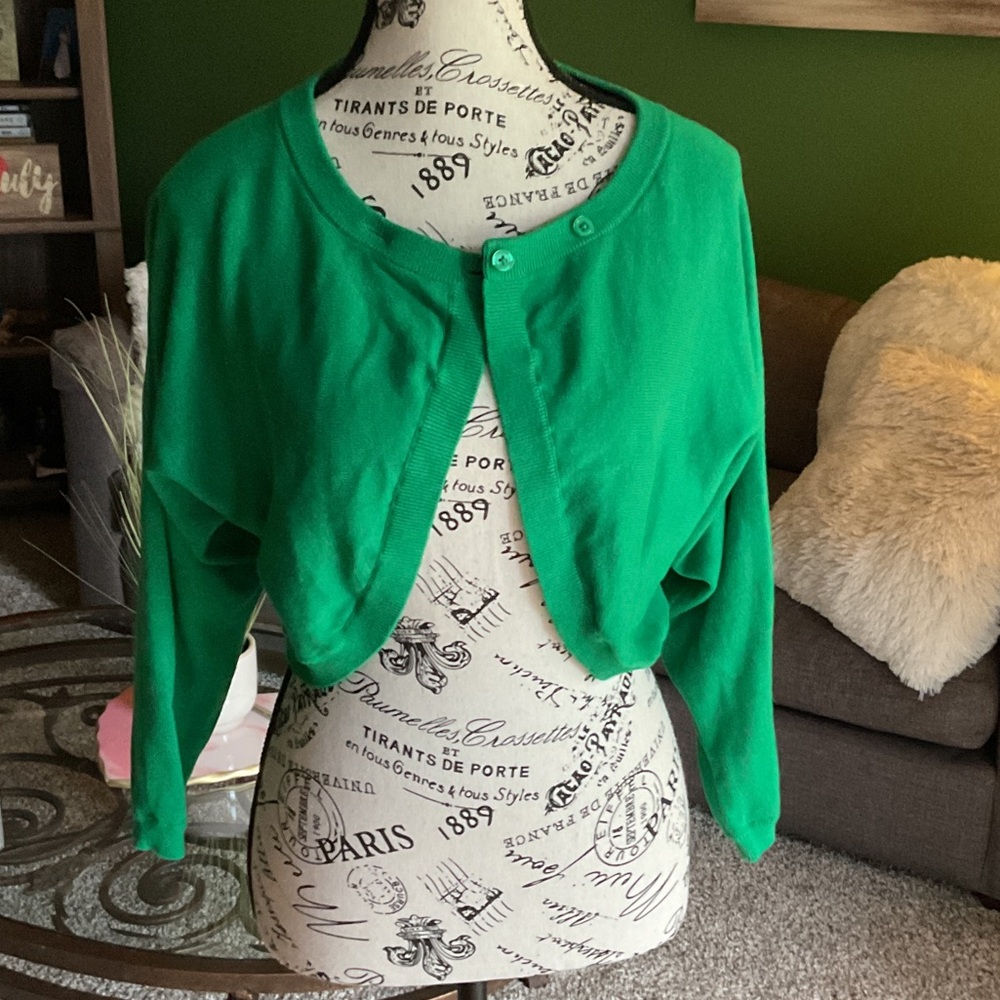 CAbi Vibrant Green Women's Shrug, Size Small